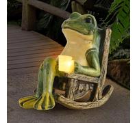 FOXMIS Statue de Jardin Miniature en Forme de Grenouille - Décorations d'halloween - Accessoires de Jardin féérique - Décoration Solaire pour extérieur et intérieur - Cadeau de Pendaison de
