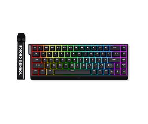 FOXMM x MCHOSE Ace68 HE Clavier Gaming 65% RGB Filaire, Rapid Trigger 8000Hz, Switch Magnétique à Effet Hall Ice Blue, Course Ajustable Ultra Précision 0,005 mm, pour Jeux FPS, Noir