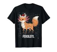 Foxolotl de Noël enveloppé dans des lumières Axolotl Renard drôle T-Shirt