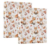 Foxs Lot de 2 classeurs à 3 anneaux en D Feuilles d'automne A4 avec 200 feuilles pour enfants, fournitures scolaires, femmes et hommes
