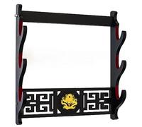 FOXSMZZ Katana PréSentoir Supports D'Armes, Support D'éPéE Rembourré En Velours Support Mural Wakizashi Samouraï éPéE Support Dragon Logo (3 couche)