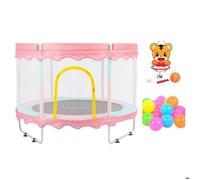 FOXSPORT Trampoline pour enfants,Équipé d'un panier et de balles en plastique,Coussin rebondissant, à partir de 2 Ans - Rose