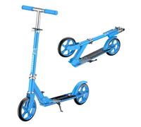 FOXSPORT Trottinette pliable, Trottinette pour adultes, Roller Kickscooter Trottinette de ville - réglable en hauteur, roues de 200 mm (Bleu)