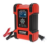 FOXSUR Chargeur de batterie de voiture intelligent à 7 étapes 12 V 24 V 12 A Moto Camion Bateau Gel au lithium AGM plomb-acide LiFePO4 entièrement automatique à cycle profond Réparation d'impulsion