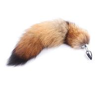 Foxtail Anal Plug SM Sex Toys Butt Plug Véritable Queue de Fourrure, Bondage SM Cosplay Bdsm Butt Plug pour Femmes/Hommes/Couples (M)