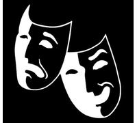 Foxtail Decals Autocollant en vinyle Motif masques de comédie et tragédie Blanc 10,7 x 11,4 cm