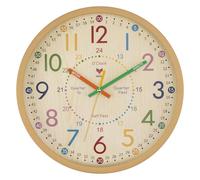 Foxtop Horloge d'apprentissage sans bruit de tic-tac - Montre analogique 24 h - Décoration pour chambre d'enfant - 30 cm
