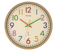 Foxtop Horloge murale sans fil pour enfants, silencieuse, horloge pour enfants, multicolore, pour garçons et filles, chambre d'enfant, cuisine, salon, école, 30 cm