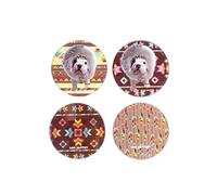 FOXTROT Set de 4 sous-verre ronds Téo Jasmin - En verre - 9 x 9 cm