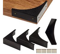 Foxwake Lot de 4 Coins de Table en métal pour décoration de Meubles en Bois, Protections d'angle en métal, Support d'angle Noir de 6,4 cm en Alliage de Zinc avec Clous