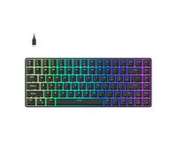 FOXXRAY HKM-S93 Clavier de jeu mécanique filaire, compact 75 % de petite taille pour PC, 84 touches remplaçables à chaud, rétroéclairage RVB avec touches personnalisables, touches double tir (noir)