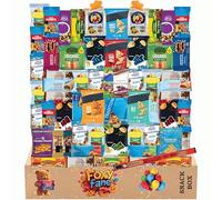 Foxy Fane 60 count Premium Healthy Snack Box - Forfait de soins de cadeau ultime avec assortiment de puces, écrous, bars, craquelins, pop-corn, biscuits et plus - Lot de 60 friandises délicieuses (60