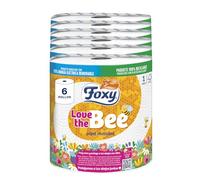 Foxy Love the Bee - Lot de 6 rouleaux de papier essuie-tout - 295 rouleaux - Certifié FSC - 100% d'énergie électrique renouvelable - Emballage recyclable fabriqué à partir de plastique recyclé