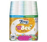 Foxy Love the Bee Sèche-cheveux 28 rouleaux de 60 feuilles 2 couches haute épaisseur FSC 100% énergie électrique renouvelable Emballage recyclable fabriqué en plastique recyclé