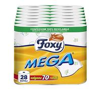 Foxy MEGA | Papier toilette longue durée | 28 rouleaux | 500 feuilles par rouleau | Papier 100% certifié PEFC™ | Décoré | Emballage 100% recyclable