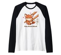 Foxy Snack Attack Kawaii Fox Manche Raglan