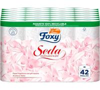 Foxy Soie | Papier toilette neutre sur la peau | 28+14 rouleaux, 28 + 14 gratuits | 173 services par rouleau | 3 couches de haute épaisseur | Papier 100% certifié FSC | Paquet 100% recyclable blanc