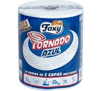 Foxy Tornado Blue Papier multi-usages, 1 kg de papier (chacun), 340 services par rouleau, certifié PEFC, paquet recyclable produit avec du plastique recyclé - 1 unité
