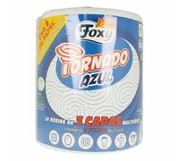 Foxy Tornado Blue Papier multi-usages, 1 kg de papier (chacun), 340 services par rouleau, certifié PEFC, paquet recyclable produit avec du plastique recyclé - 1 unité