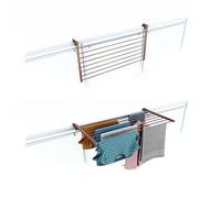 Foxydry Duo, étendoir à Linge Balcon et Garde Corps, Pliable, 102 cm | aluminium et acier inoxydable, rabattable, antirouille, gain de place, pour extérieur et terrasse, supporte 15 kg, marron