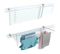 Foxydry Duo, étendoir à Linge Balcon et Garde Corps, Pliable, 118 cm | aluminium et acier inoxydable, rabattable, antirouille, gain de place, pour extérieur et terrasse, supporte 15 kg, blanc