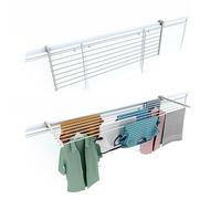 foxydry Duo, étendoir à Linge Balcon et Garde Corps, Pliable, 162 cm | aluminium et acier inoxydable, rabattable, antirouille, gain de place, pour extérieur et terrasse, supporte 15 kg, blanc