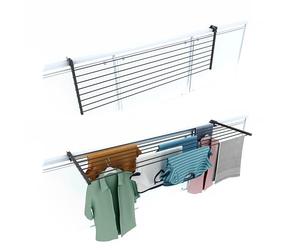 foxydry Duo, étendoir à Linge Balcon et Garde Corps, Pliable, 162 cm | aluminium et acier inoxydable, rabattable, antirouille, gain de place, pour extérieur et terrasse, supporte 15 kg, anthracite