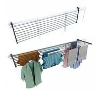 foxydry Duo, étendoir à Linge Balcon et Garde Corps, Pliable, 202 cm | aluminium et acier inoxydable, rabattable, antirouille, gain de place, pour extérieur et terrasse, supporte 15 kg, anthracite