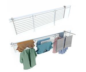 foxydry Duo, étendoir à Linge Balcon et Garde Corps, Pliable, 202 cm | aluminium et acier inoxydable, rabattable, antirouille, gain de place, pour extérieur et terrasse, supporte 15 kg, blanc