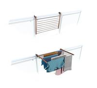 Foxydry Duo Étendoir de balcon pliable d'extérieur, robuste, en acier inoxydable et aluminium, pour balustrade de balcon, terrasse, finition Corten, longueur 82 cm