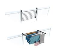 Foxydry Duo Étendoir de balcon pliable d'extérieur, robuste, en acier inoxydable et aluminium, pour balustrade de balcon, terrasse, anthracite, longueur 82 cm