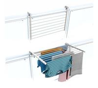 foxydry Étendoir à linge de garde-corps extérieur résistant en acier inoxydable et aluminium Duo pour terrasses, balcons et garde-corps - Longueur 82 cm (blanc, 82 cm)