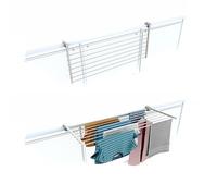 Foxydry Étendoir à linge pour balcon, pliable, pour extérieur, résistant, en acier inoxydable et aluminium Duo, pour terrasses, balcons et balustrades (blanc, 102 cm)