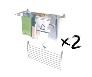 foxydry Fold, Étendoir à Linge Mural, Extensible Vertical, Pliable pour intérieur et extérieur en Aluminium et Acier 118 x 50 x 50 cm (Gris - Fermeture vers Le Bas, 2 Plis 120)