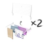 Foxydry Fold, étendoir à Linge Mural, Rabattable Gain de Place, 100 cm X2 | en aluminium et acier inoxydable, rabattable vers le haut, antirouille, pour terrasse et balcon, supporte 10 kg, blanc