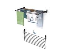 foxydry Fold, étendoir à Linge Mural, Rabattable Gain de Place, 102 cm | en aluminium et acier inoxydable, rabattable vers le bas, antirouille, pour terrasse et balcon, supporte 10 kg, noir