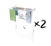 Foxydry Fold, étendoir à Linge Mural, Rabattable Gain de Place, 102 cm X2 | en aluminium et acier inoxydable, rabattable vers le bas, antirouille, pour terrasse et balcon, supporte 10 kg, blanc