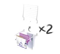 Foxydry Fold, étendoir à Linge Mural, Rabattable Gain de Place, 60 cm X2 | en aluminium et acier inoxydable, rabattable vers le haut, antirouille, pour terrasse et balcon, supporte 10 kg, blanc