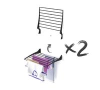 foxydry Fold, Étendoir Mural, Extensible à Linge Mural Noir refermable et Amovible pour l'intérieur ou l'extérieur en Aluminium et Acier (2 x 60 cm)