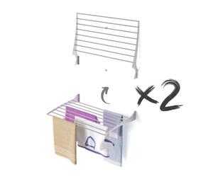 foxydry Fold, Étendoir Mural, Séchoir à Linge Mural en Aluminium et Acier, autoportant et Suspendu (2X, 80 cm)