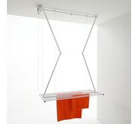 foxydry Mini Étendoir de Plafond, séchoir à Linge Vertical rétractable, Repliable et Extensible pour intérieure et extérieure, étendoir pour Balcon (Blanc, 128 cm)