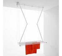 foxydry Mini Étendoir de Plafond, séchoir à Linge Vertical rétractable, Repliable et Extensible pour intérieure et extérieure, étendoir pour Balcon (Blanc, 152 cm)