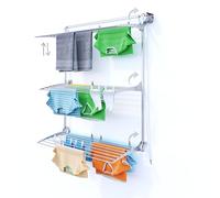 foxydry Tower Étendoir à linge mural rétractable vertical pour intérieur et extérieur, 128 x 52 x 137 cm (128 x 52 x 137 cm, gris droit)