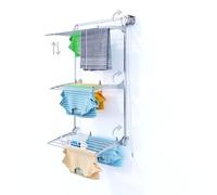 foxydry Tower Séchoir à linge mural vertical rétractable Étendoir à linge pour usage intérieur et extérieur (88 x 52 x 137 cm, gris côté droit)