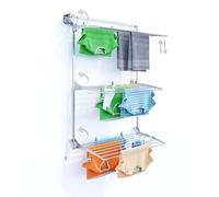 Foxydry Wall, étendoir à Linge Mural Coulissant, Rabattable, 108 cm | aluminium et acier inoxydable, antirouille, 3 grilles, étendoir mural vertical, intérieur ou extérieur, supporte 30 kg, gris