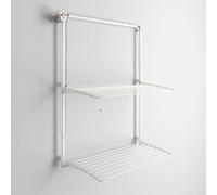 Foxydry Wall, étendoir à Linge Mural Coulissant, Rabattable, 128 cm | aluminium et acier inoxydable, antirouille, 2 grilles, étendoir mural vertical, intérieur ou extérieur, supporte 20 kg, blanc