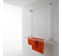 Foxydry Wall, étendoir à Linge Mural Coulissant, Rabattable, 152 cm | en aluminium et acier inoxydable, antirouille, étendoir mural vertical, usage intérieur et extérieur, supporte 10 kg, blanc
