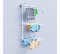 Foxydry Wall, étendoir à Linge Mural Coulissant, Rabattable, 88 cm | aluminium et acier inoxydable, antirouille, 3 grilles, étendoir mural vertical, intérieur ou extérieur, supporte 30 kg, blanc