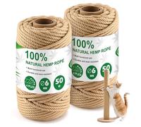 Foydream 2 Pièces Corde Arbre à Chat, 6mm × 50m Corde de Jute Tissé, Sisal pour Arbre à Chaton pour Bricolage Home Decor, Crafts & Griffoir pour Chat