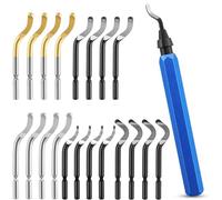 Foydream 21 pièces Ebavureur Cuivre, Burr Remover avec 20 Lames de Rechange en 5 Modèles, 360° Rotatif Ebavureur Outil D'ébavurage pour Imprimante 3D, Aluminium, Plastique, Cuivre, Acier, PVC